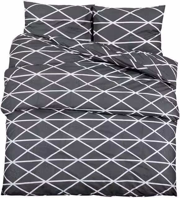 Berkfield Home Grey Cotton Duvet Cover and Pillowcase Set, W: 260 cm, H: 220 cm