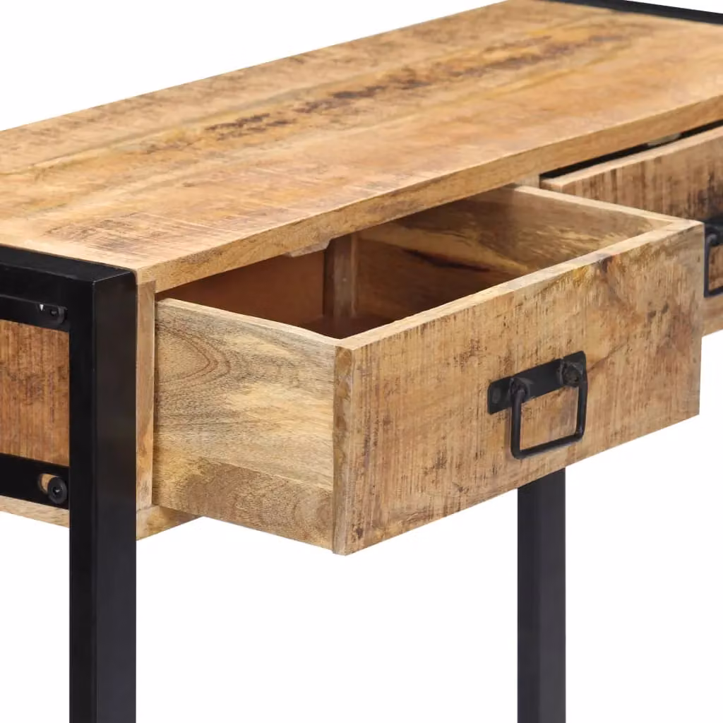 Berkfield Home Rustic Solid Mango Wood Console Table, Brown, W/D/H: 90 x 30 x 75 cm – 3