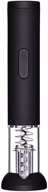BarCraft Electric Corkscrew Wine Opener with Foil Cutter, Black and Transparent Plastic, H 26.5 cm x W 4.5 cm – 4