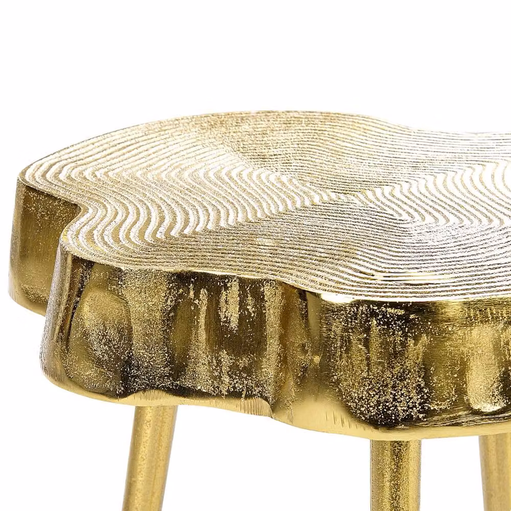 Wyld and Coco Gold Metal Side Table with Gloss Wood Effect Top, W/D/H: 50 x 50 x 30 cm – 3