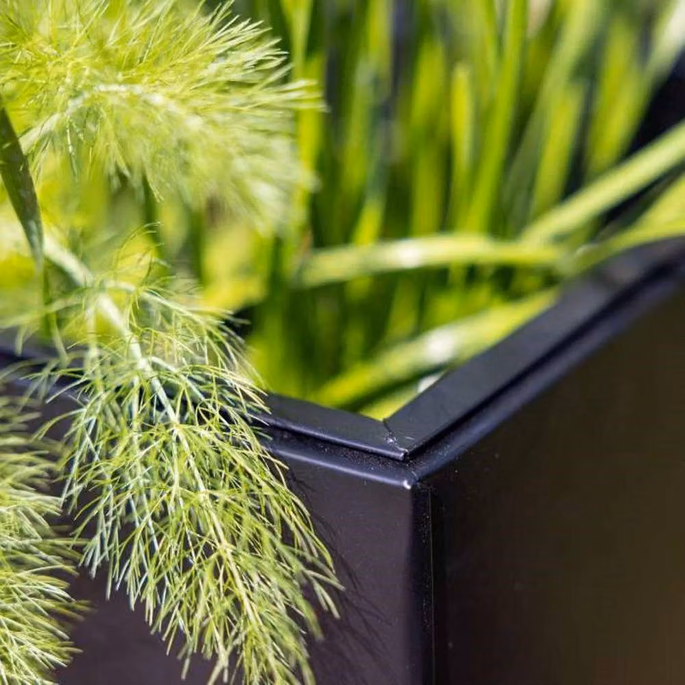 Primrose Large Galvanised Steel Trough Planter with Plastic Insert, Black, H: 60 cm, W: 95 cm – 9