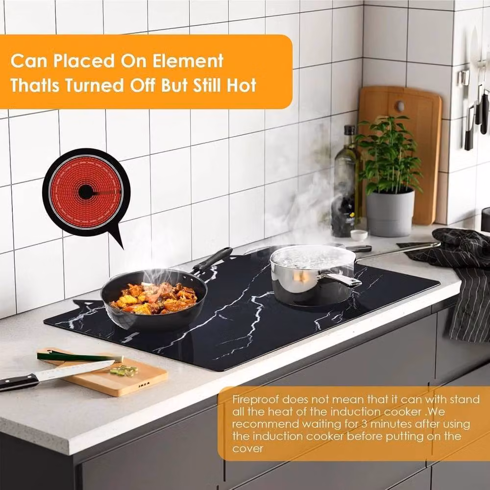 NESTLUNE Heat Resistant Glass Stove Cover for Electric Induction in Black, W: 62 cm, D: 53 cm – 2