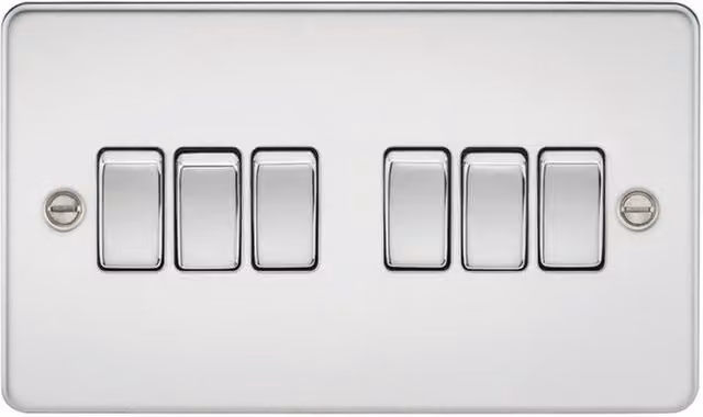 Knightsbridge FP4200PC Polished Chrome 2-Way Flush Plate Switch