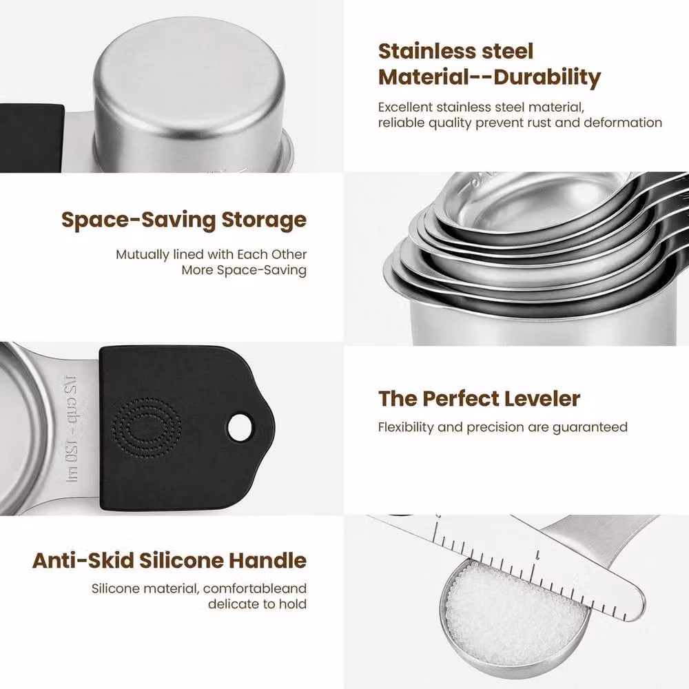 SPETLEK Magnetic Nesting Stainless Steel Measuring Cups and Spoons Set in Silver, W/D/H: 100 x 60 x 16 cm – 5