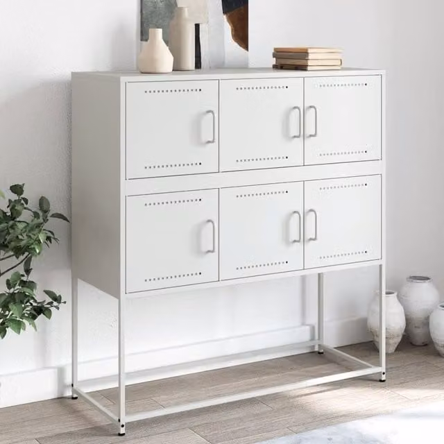 Berkfield Home White Metal Industrial Sideboard W/D/H: 100.5 x 39 x 107 cm – 1