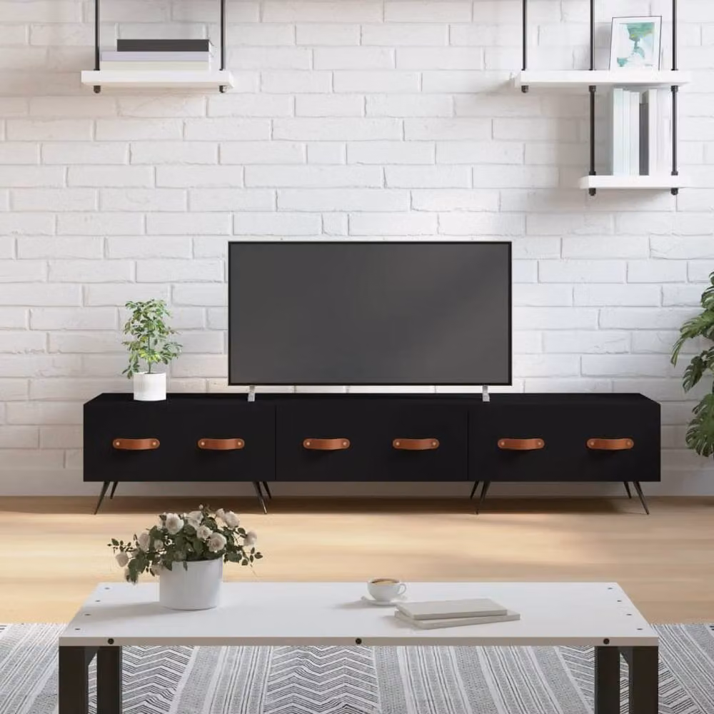 Berkfield Home Mid Century TV Cabinet in Black, W/D/H: 150 x 36 x 30 cm – 2