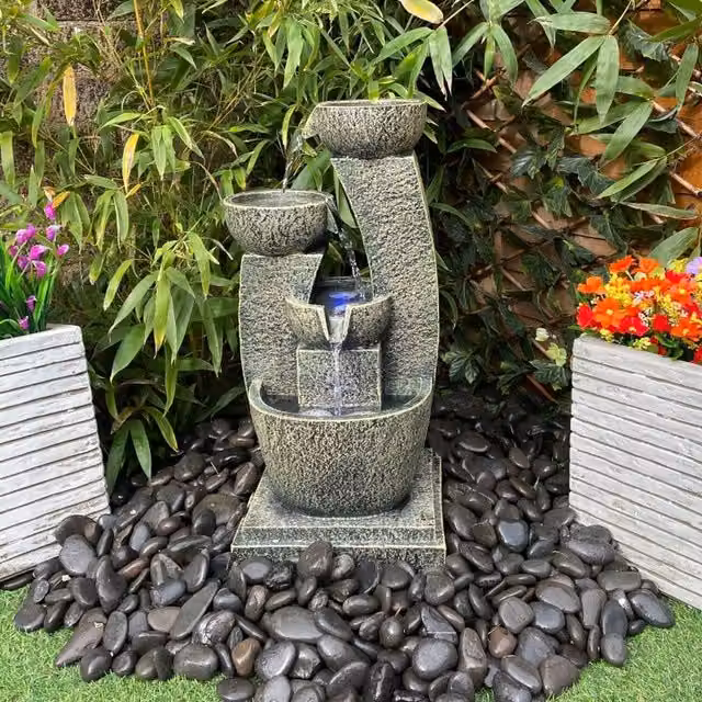 Tranquility Medium Aztec Modern Cascade Water Feature - Grey