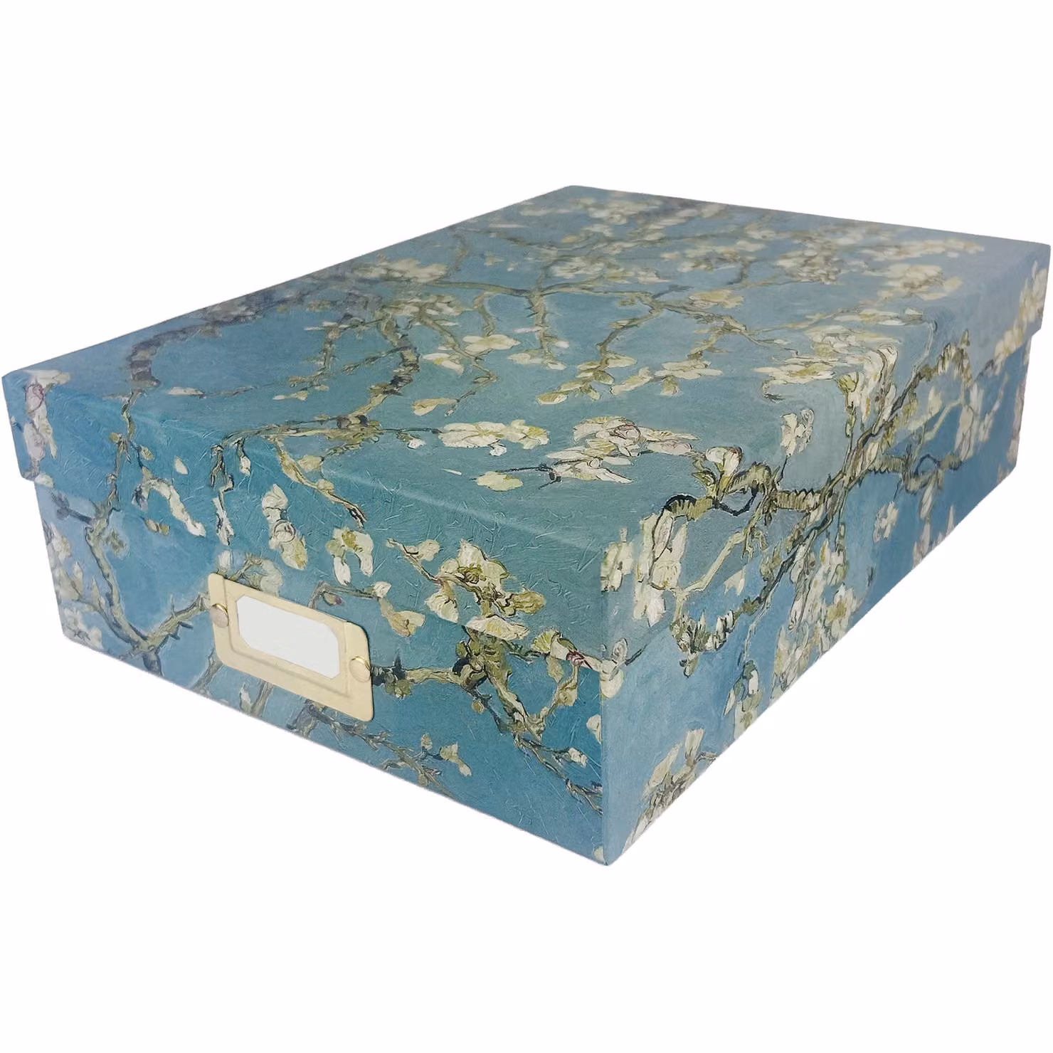 Blueprint Collections Almond Blossom A4 Decorative Paper Storage Box with Lid, Blue and Multicolour – 2
