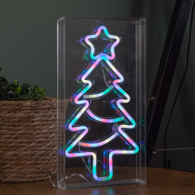 Samuel Alexander Multicolour RGB Neon Flex Christmas Tree LED Decoration with Remote Control, 30 cm