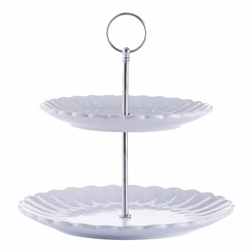 Price & Kensington Luxe 2 Tier Stoneware Cake Stand, White