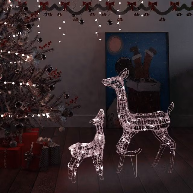 Berkfield Home Acrylic Reindeer Family Christmas Decoration with 160 Warm White LEDs – 1