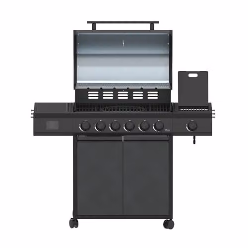 Charles Bentley Ottimo Pro 455 6-Burner Gas BBQ with Infrared Side Burner and Digital Thermometer in Black, W/D/H: 135 x 58 x 119 cm – 2