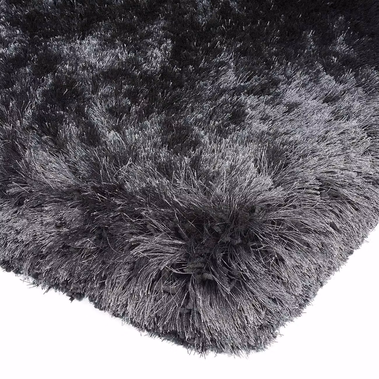 The Rug Shop UK Handmade Plain Shaggy Sparkle Luxurious Anti-Shed Area Rug in Grey, W: 140 cm, D: 200 cm – 2