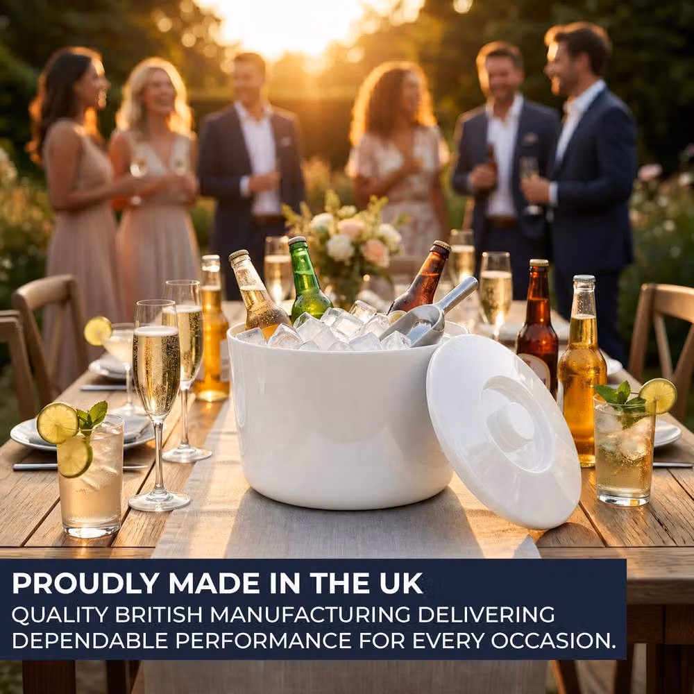 Chabrias Ltd White 10L Ice Bucket with Lid and Removable Drainage Liner – 5