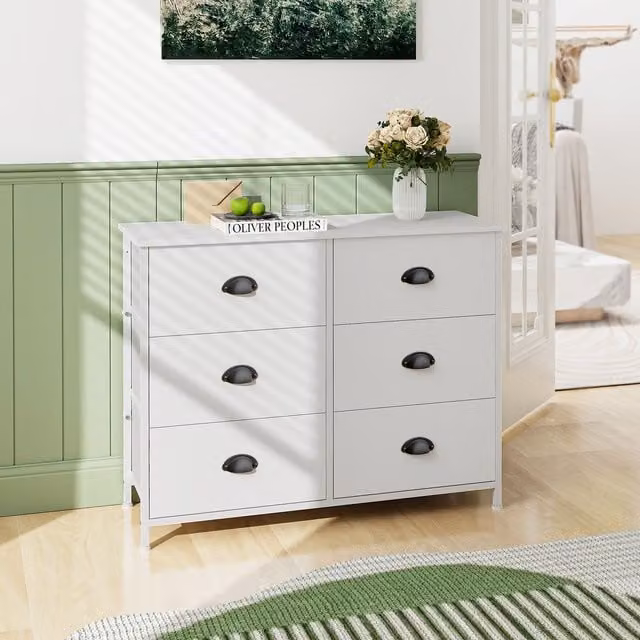 COSTWAY 6 Drawer Dresser Organizer in White