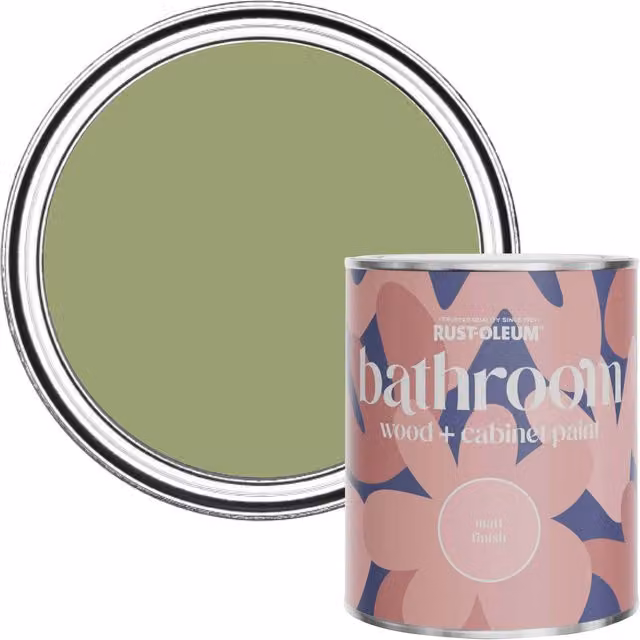 Rust-Oleum Green Moisture Resistant Bathroom Wood and Cabinet Paint in Matt Finish, Familiar Ground, 750ml