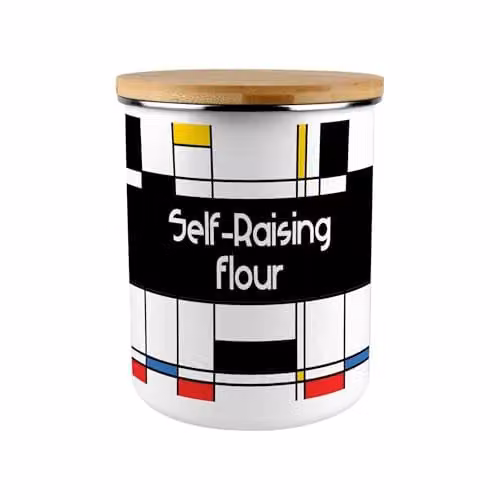 Purely Home Retro Art Deco Self-Raising Flour Canister, 2.7 l, Multicolour Enamel Kitchen Storage Tin – 1