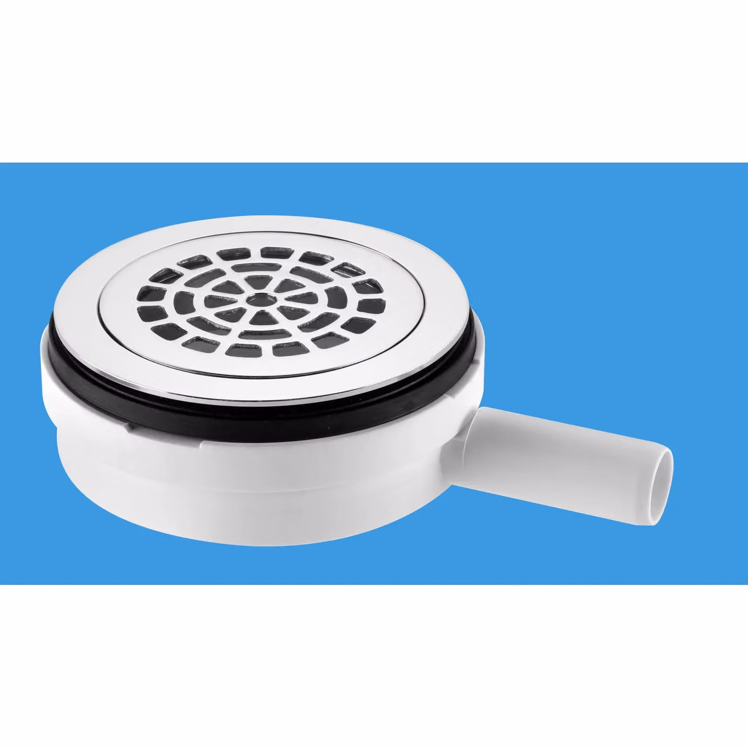 McAlpine UPSW-4-22MM Round Pumped Shower Waste Outlet in Silver Chrome Plated Brass, Diameter: 113 mm – 2