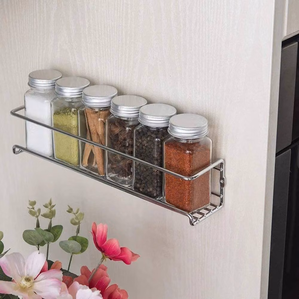 NESTLUNE Silver 2-Piece Metal Spice and Herb Jar Rack Holder for Kitchen Doors, W/H: 100 x 15 cm – 2