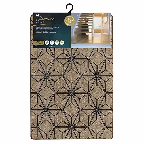 JVL Elegance Stars Door Mat, Beige, W: 50 cm, D: 75 cm – 1