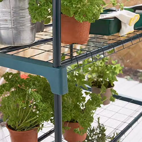 GardenKraft 4 Tier Greenhouse with Transparent PVC Cover and 4 Metal Mesh Shelves – 5