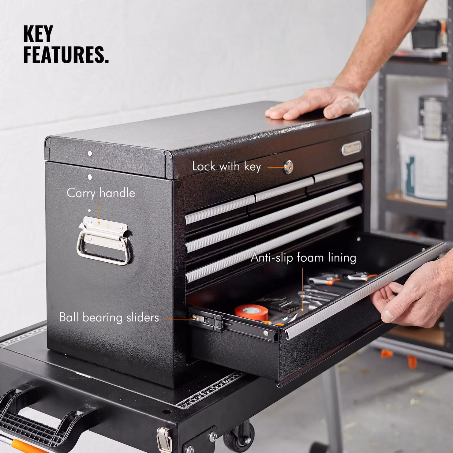 VonHaus Steel Topchest Tool Box in Black – 4
