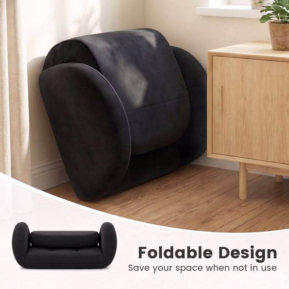 Costway Modern Black Microfibre Gaming Floor Chair with 3-Position Backrest and Metal Frame – 8