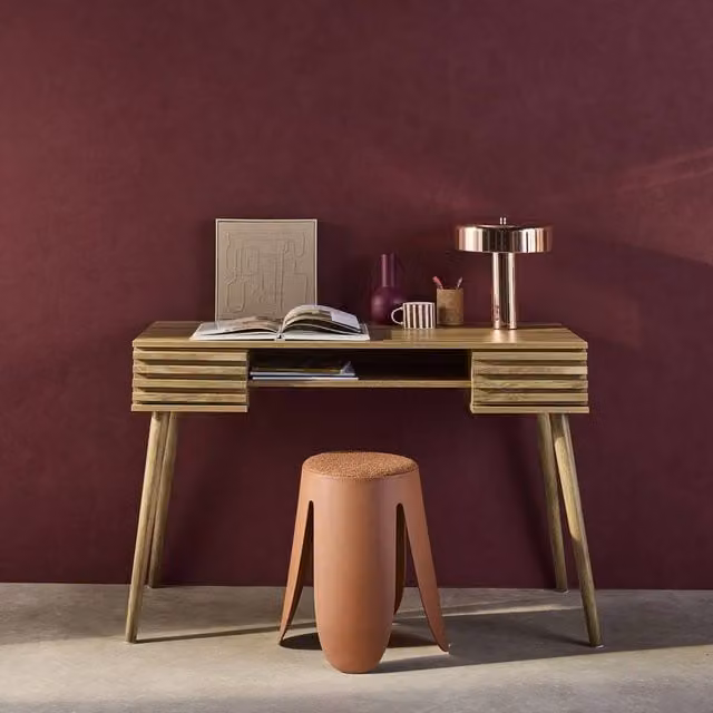 sweeek Modern Writing Desk with 2 Drawers in Brown, W/D/H: 120 x 55 x 76.5 cm