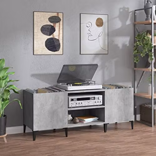 vidaXL Industrial Record Cabinet in Concrete Grey, W/D/H: 121 x 38 x 48 cm – 2