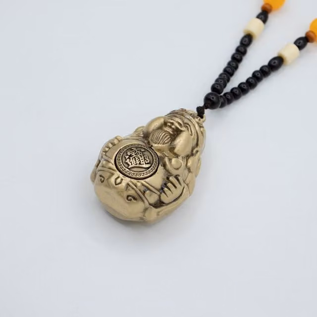 KDMK Gold Metal Feng Shui God of Wealth Hanging Ornament for Prosperity and Success