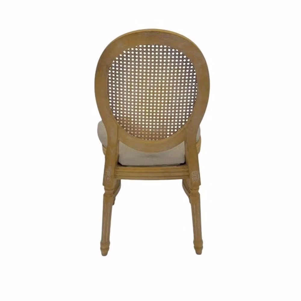 SPETLEK Pack of 2 Beige Cane Backed Louis Dining Chairs with Rattan and Fabric Details – 3