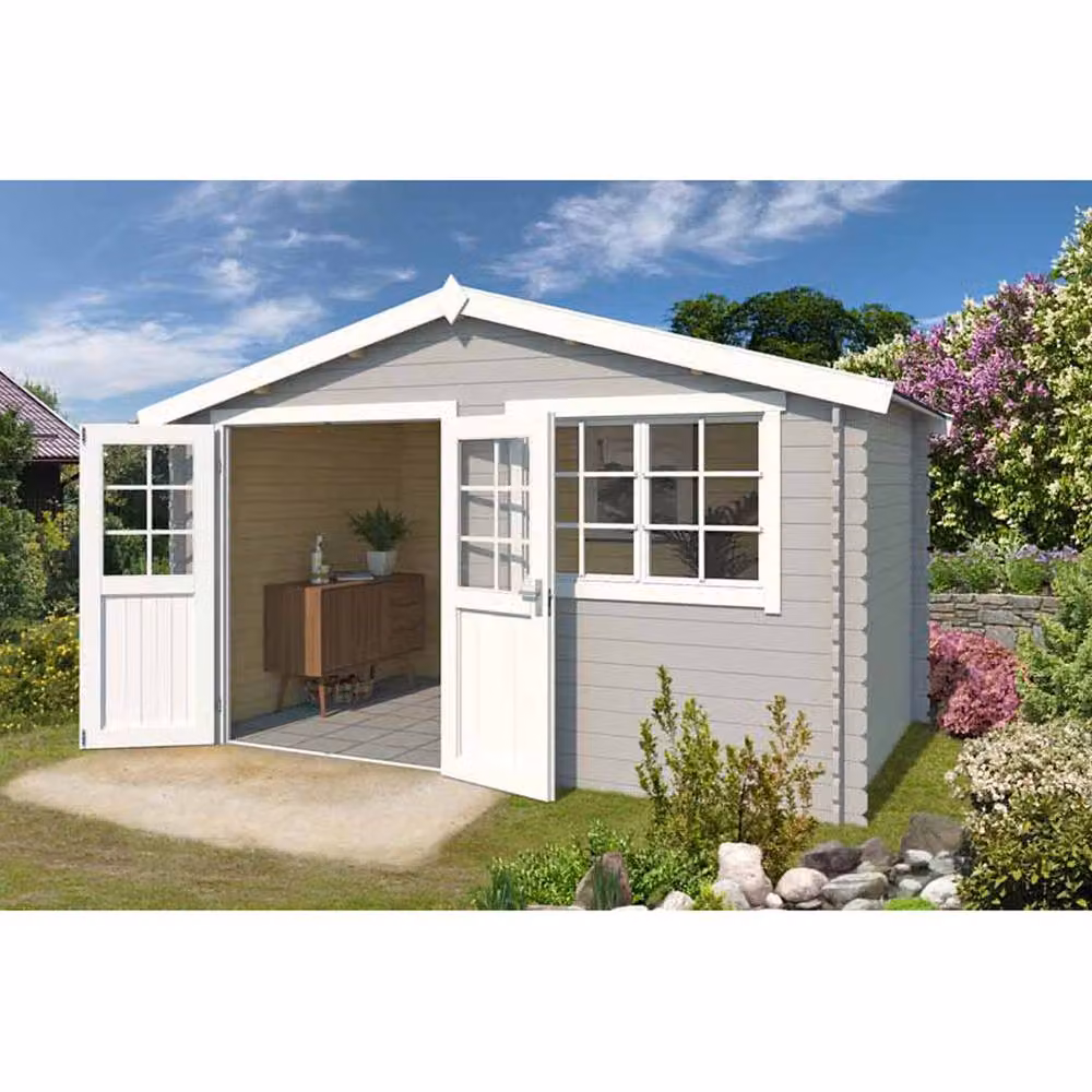 Lasita Maja Ltd Axel 230 Log Cabin Garden Room and Home Office in Light Brown, W: 250 cm, D: 415.1 cm, H: 245.1 cm