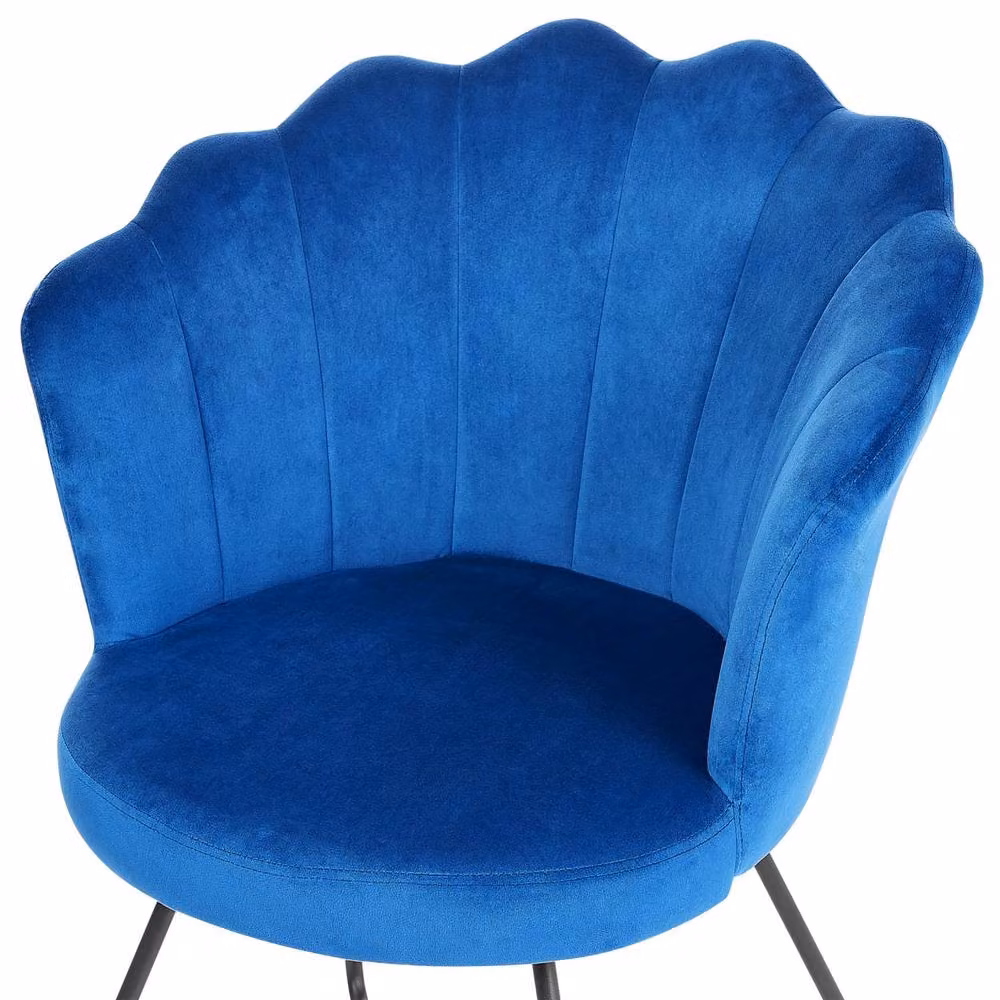 Wyld and Coco Navy Blue Velvet Armless Shell-Back Chair – 4