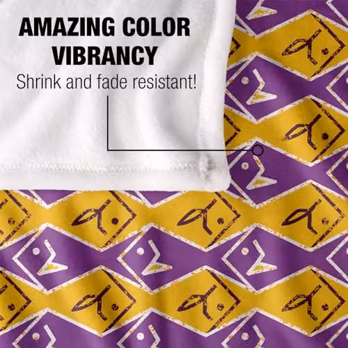 JQ Licensing Zip Fishing Pattern Super Soft Fleece Throw Blanket in Orange, Purple and White, W/D/H: 152 x 127 cm – 3