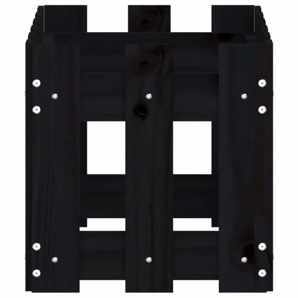 Berkfield Home Garden Planter with Fence Design in Black, Solid Wood and Plastic, W: 60 cm, D: 30 cm, H: 30 cm – 3