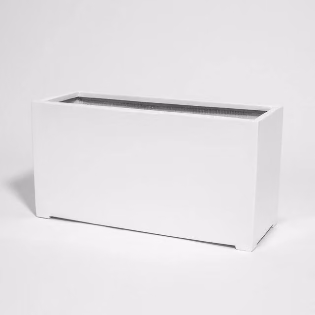 Primrose White Gloss Polystone Rectangular Trough Planter W: 80 cm, D: 40 cm, H: 30 cm