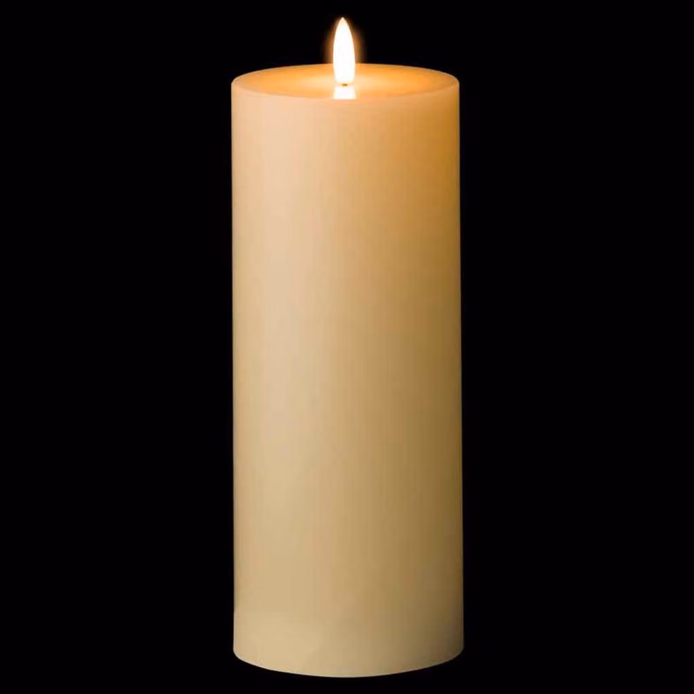Lemon Pavilion Furniture and Decor Luxe Collection Natural Glow LED Pillar Candle, White, H x W x D: 23 x 9 x 9 cm – 2