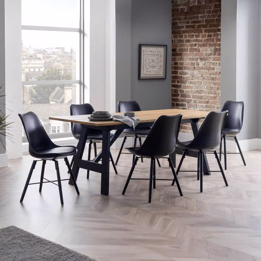 Cheshire Rosedale Set of 2 Industrial Dining Chairs in Black with Matt Metal Legs – 4