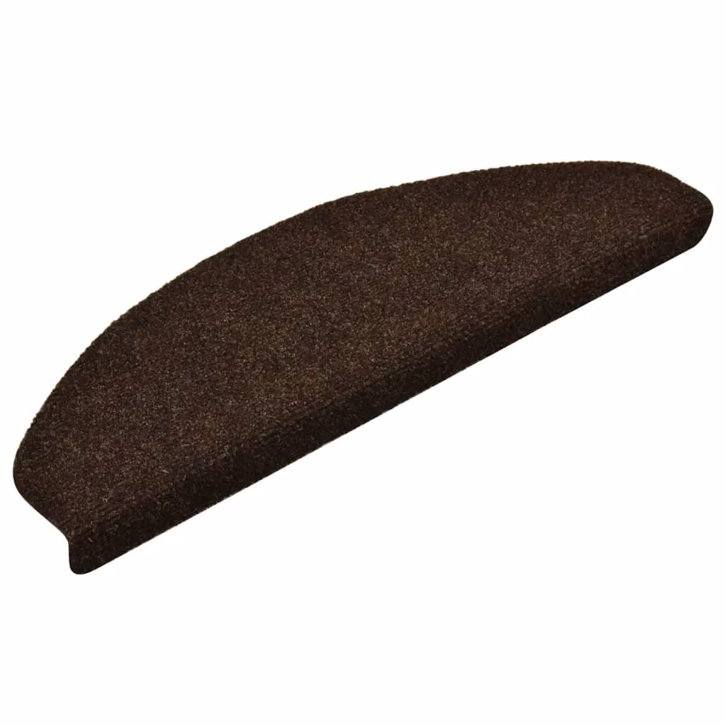Berkfield Home Self-adhesive Needle Punch Stair Mats, 15 Pieces, Brown, W: 65 cm, D: 21 cm, H: 4 cm – 3