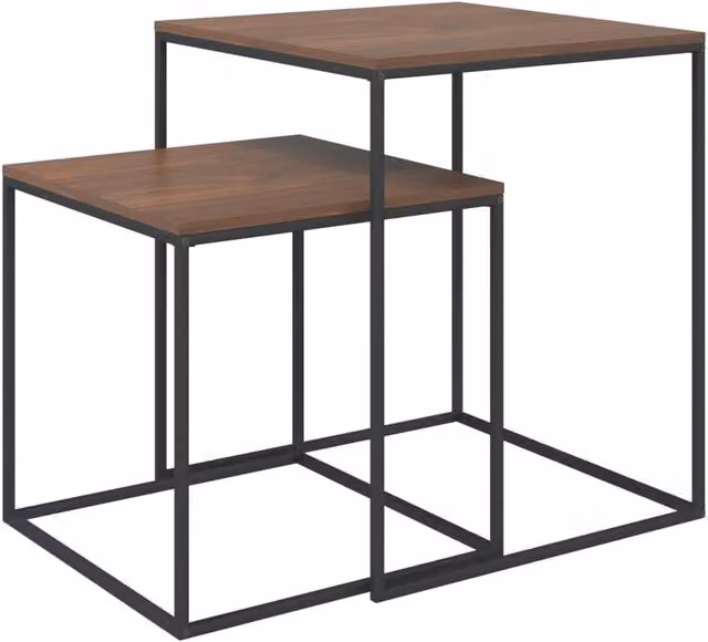 Berkfield Home 2-Piece Nested Coffee Table Set in Black and Brown with Engineered Wood and Metal Industrial Design – 1