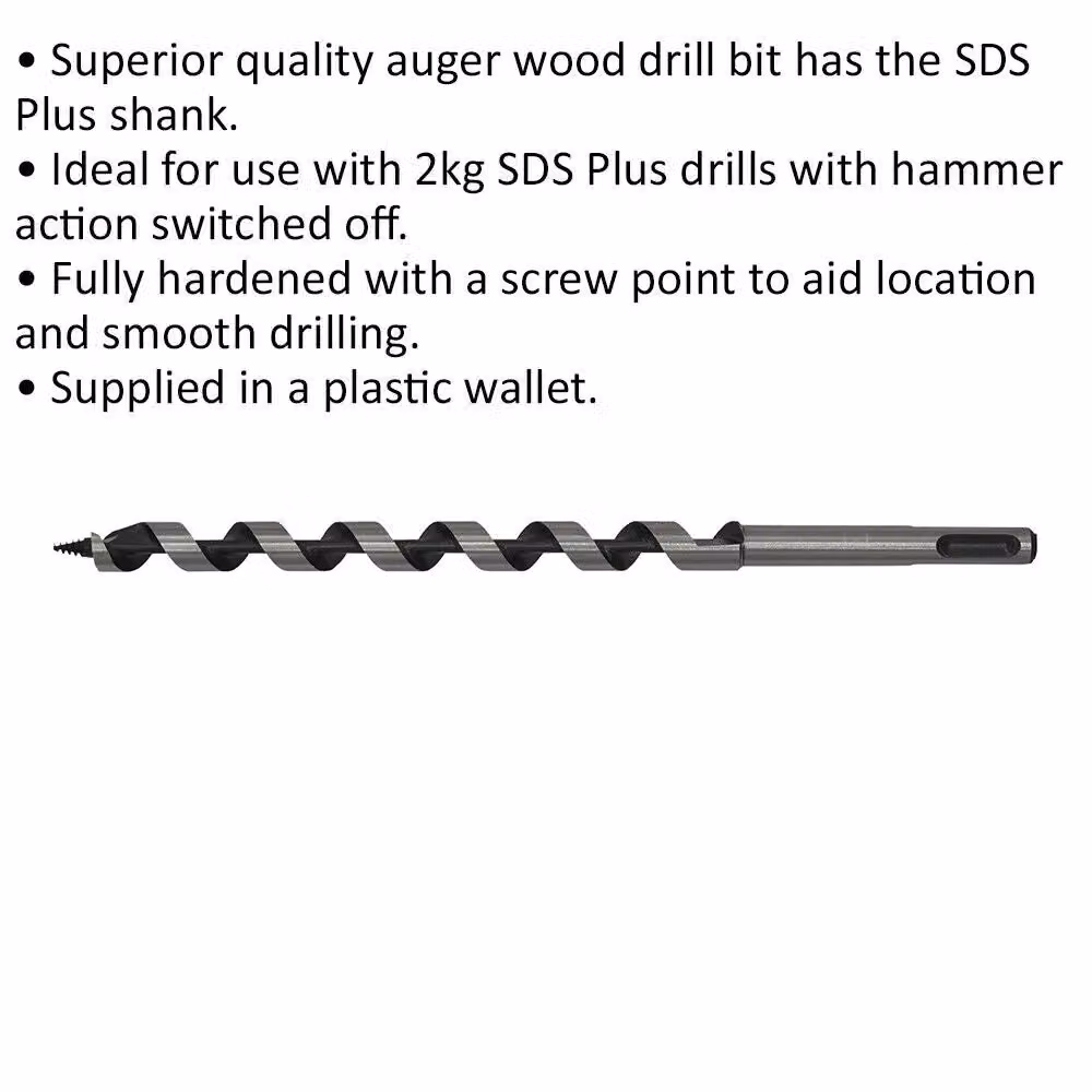 Loops SDS Plus Auger Wood Drill Bit, Silver and Multicolour, Diameter: 12 mm, Length: 235 mm – 2