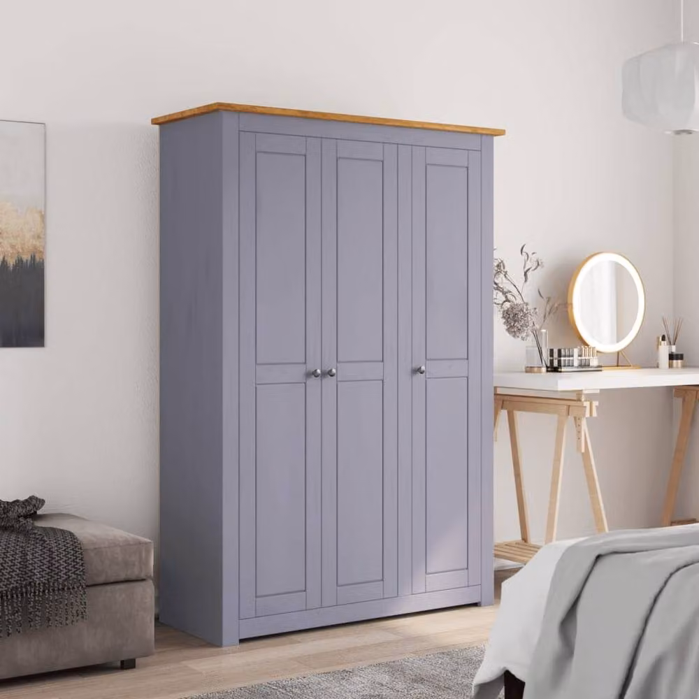 Berkfield Home Panama Range 3-Door Grey Pine Wardrobe W/D/H: 118 x 50 x 171.5 cm – 2