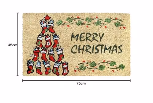 Coco&Coir Christmas Socks Design Coir Door Mat, Multicolour, W: 75 cm, D: 45 cm – 3
