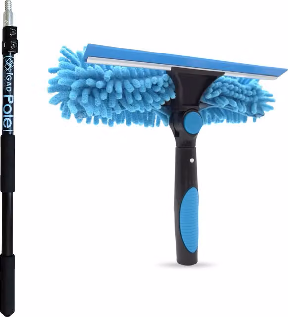 IGADPole Telescopic Window Cleaning Kit with Squeegee and Extension Pole, Blue