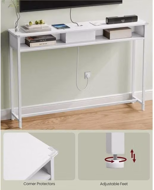 EONLION White Slim Rectangular Console Table – 1