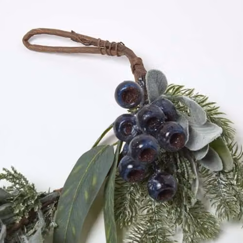 HOMESCAPES Artificial Blueberry Floral Garland in Green and Blue, 150 cm Hanging Foliage for Christmas and Party Decoration – 3
