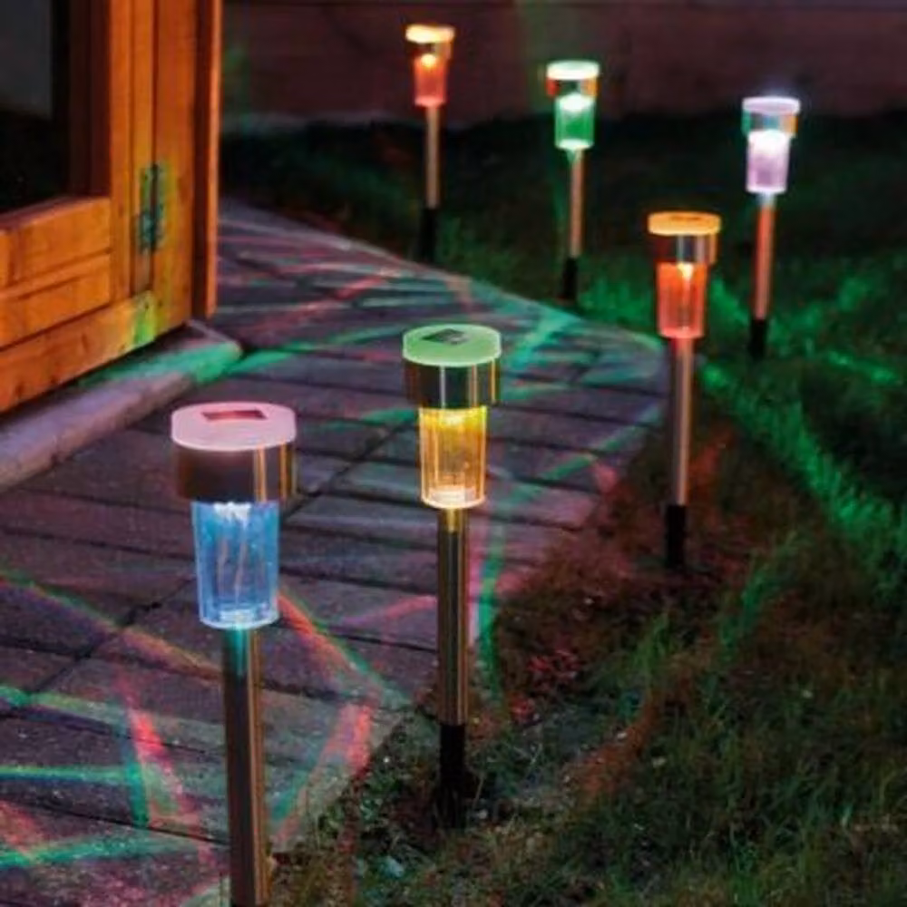 NESTLUNE 24-Pack Solar Powered Multicolour LED Garden Stake Lights with Ground Spikes – 4