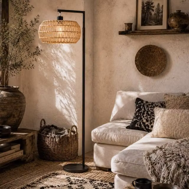 Wyld Haus Modi Black Boho Dimmable LED Floor Lamp with Remote Control and Timer, H 170 cm x W 33 cm x D 33 cm – 1