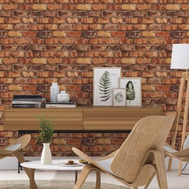 Rasch Matt Peel and Stick Textured Wallpaper in Red, Beige and Orange