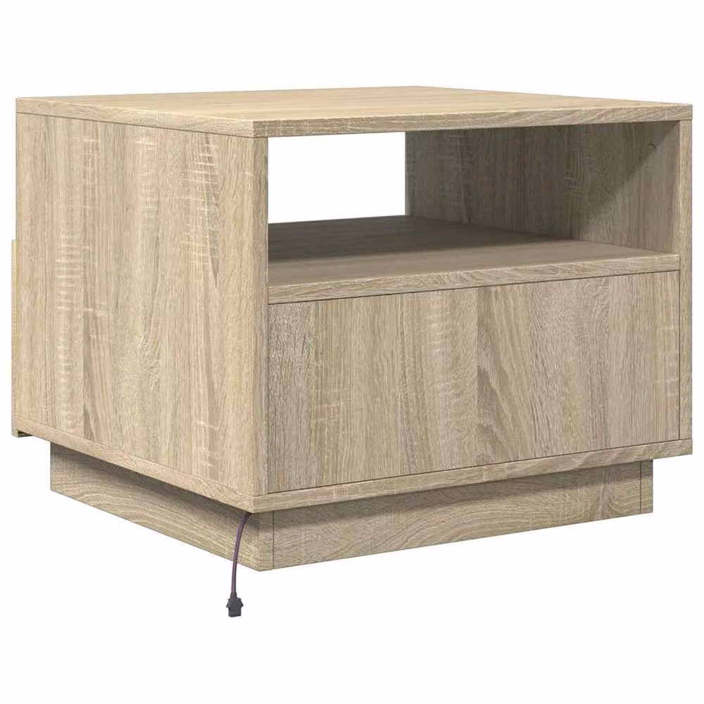 Berkfield Home Modern Coffee Table with LED Lights in Sonoma Oak Brown, W/D/H: 50 x 49 x 40 cm – 3